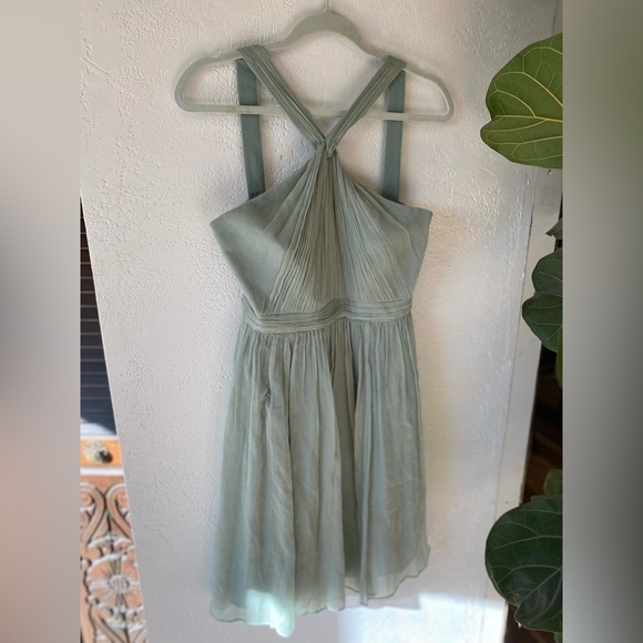 J. Crew Sinclair Silk Chiffon Dress Sea Foam Green Blue Mint Dusty Shale 4 Short - Picture 2 of 7